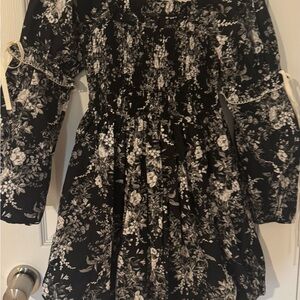 Floral Black and White Dress